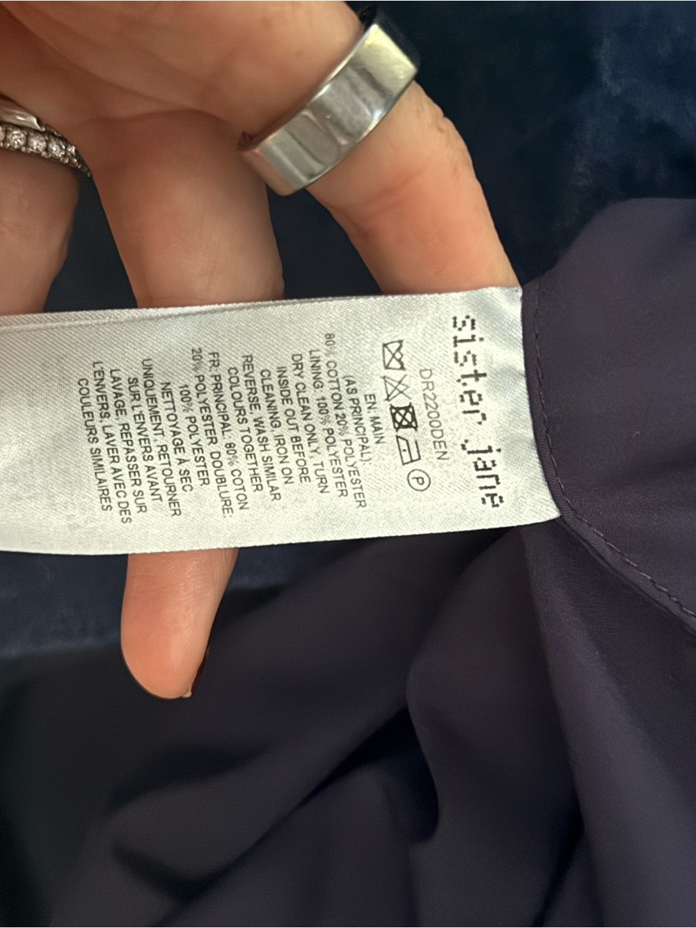 Sister Jane Navy Denim Cottage Core Babydoll Dress Sz XL - Picture 11 of 11
